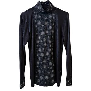 Barabas Shirt Mens Metallic Shiny  Long Sleeve Club Party Event Dance Top SZ S